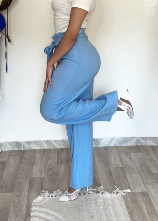 Pantalon Chic à Taille Nouée – Saphir