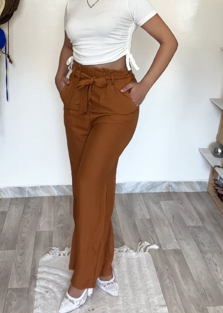 Pantalon Chic à Taille Nouée – Saphir