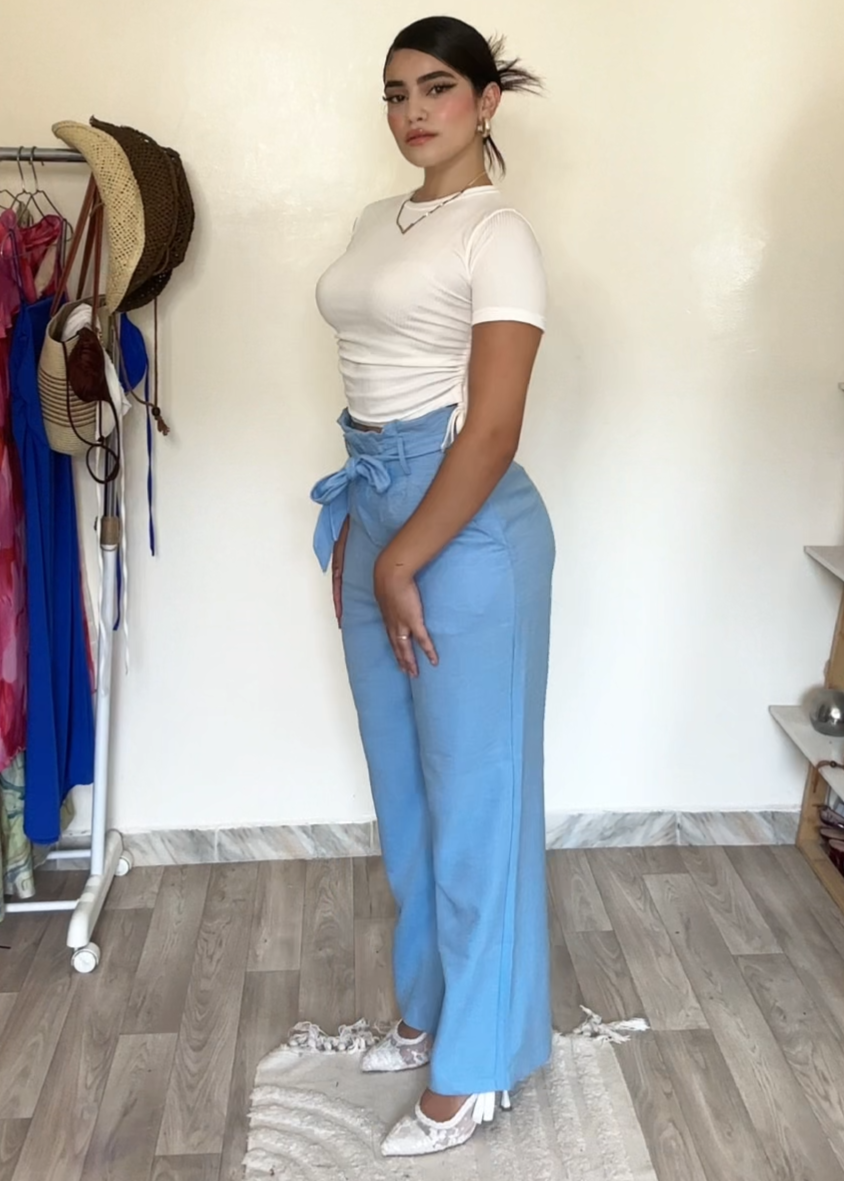 Pantalon Chic à Taille Nouée – Saphir