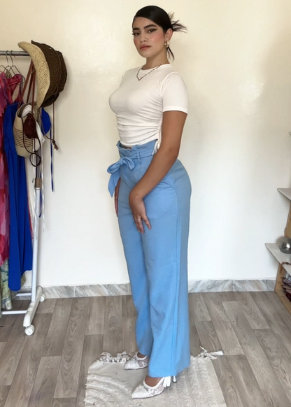 Pantalon Chic à Taille Nouée – Saphir
