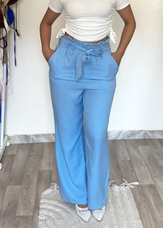 Pantalon Chic à Taille Nouée – Saphir