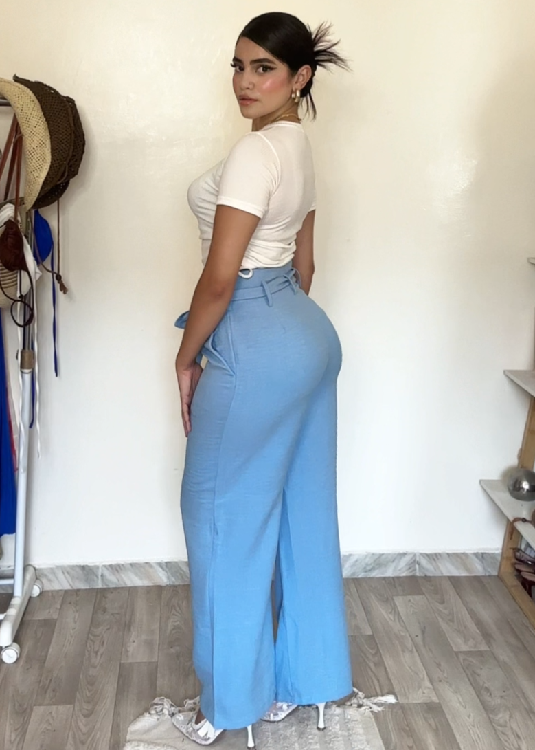 Pantalon Chic à Taille Nouée – Saphir